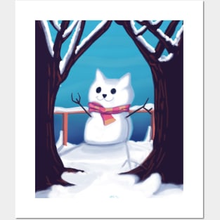 CAT SNOWMAN Posters and Art